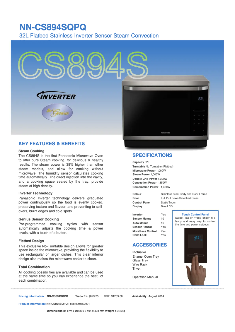 First page image of the manual for NN-CS894S