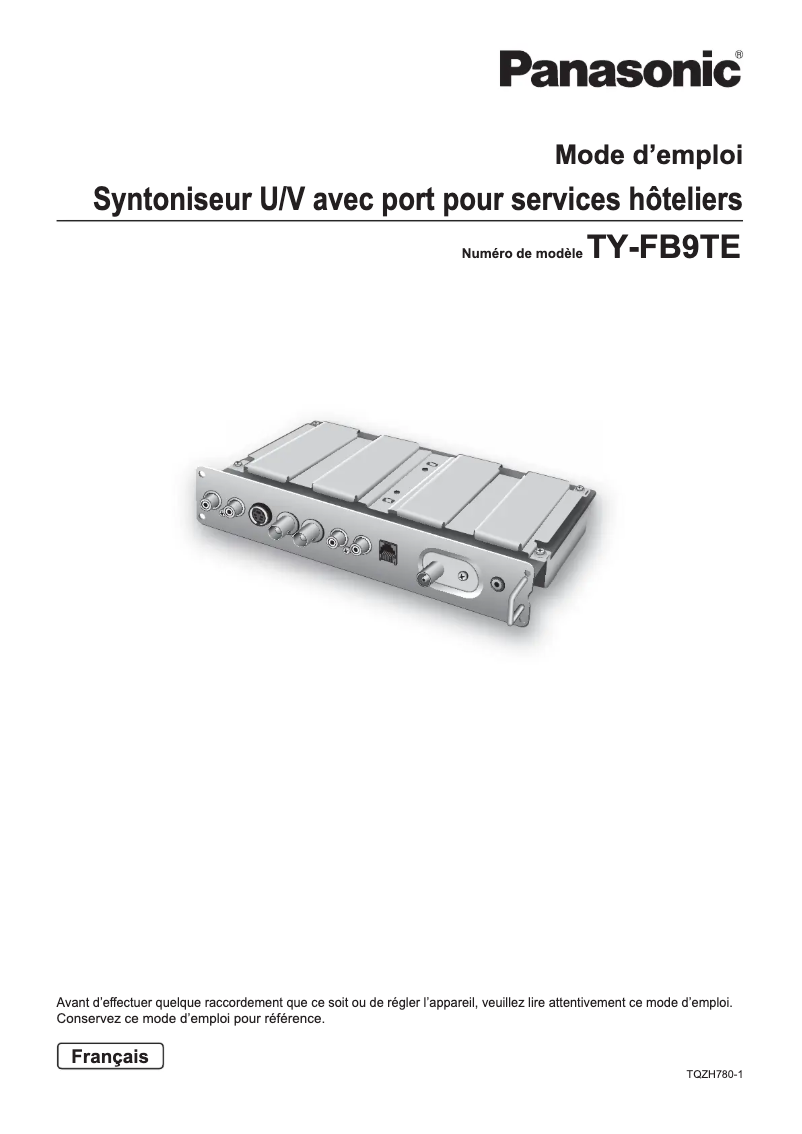 First page image of the manual for TY-FB9TE