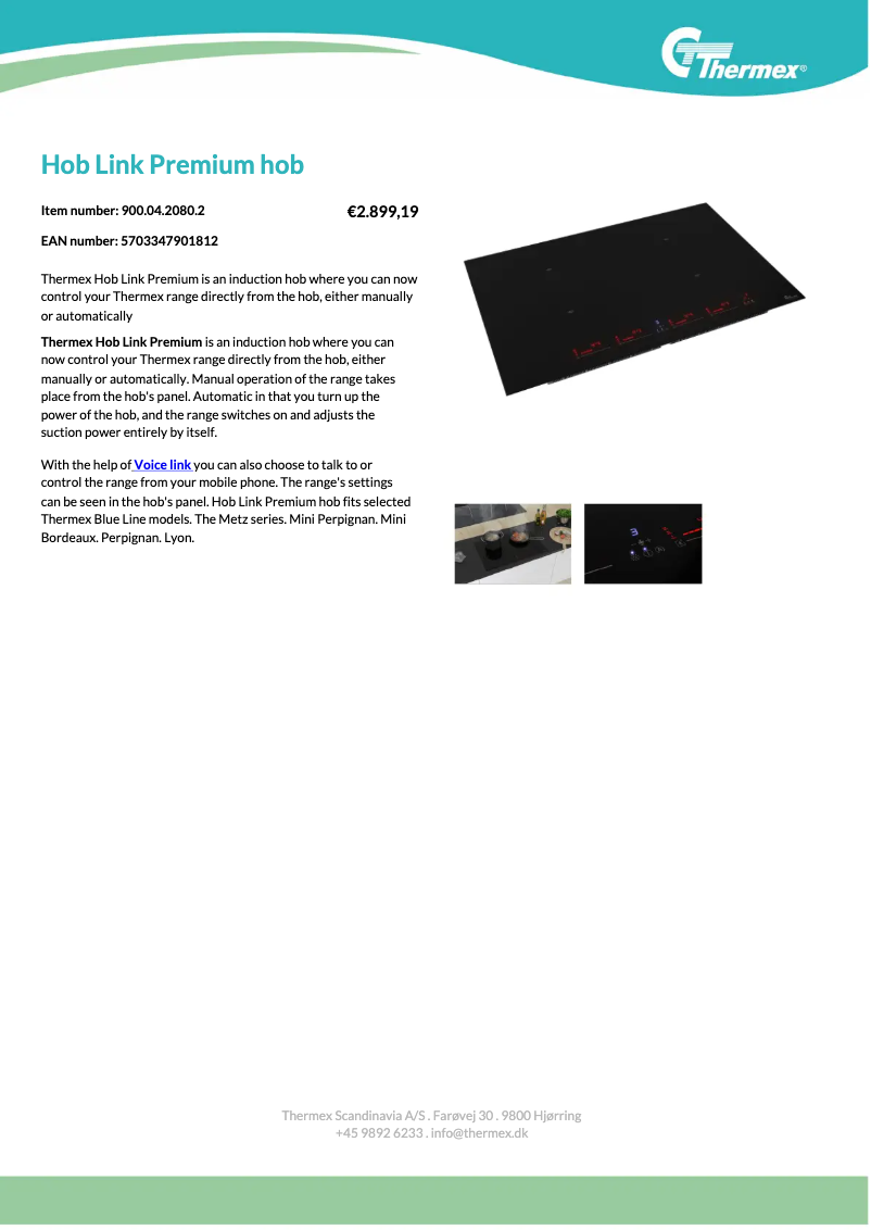 Page 1 of the manual User Manual Thermex Hob Link Premium