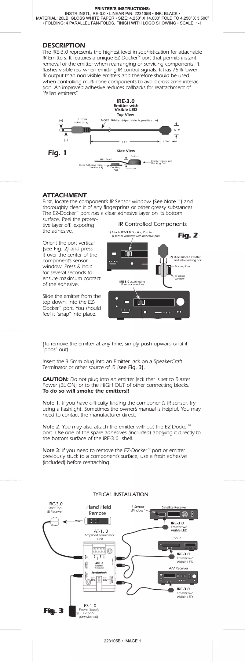 Page 1 of the manual User Manual SpeakerCraft IRE 3.0