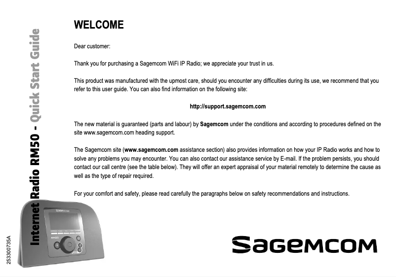 First page image of the manual for RM50