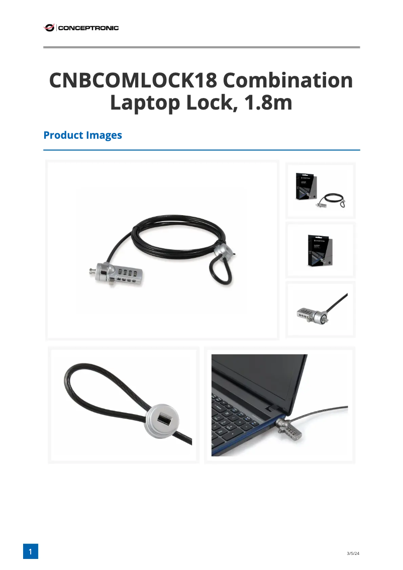 Page 1 of the manual Technical Sheet Conceptronic CUSTODIO C18