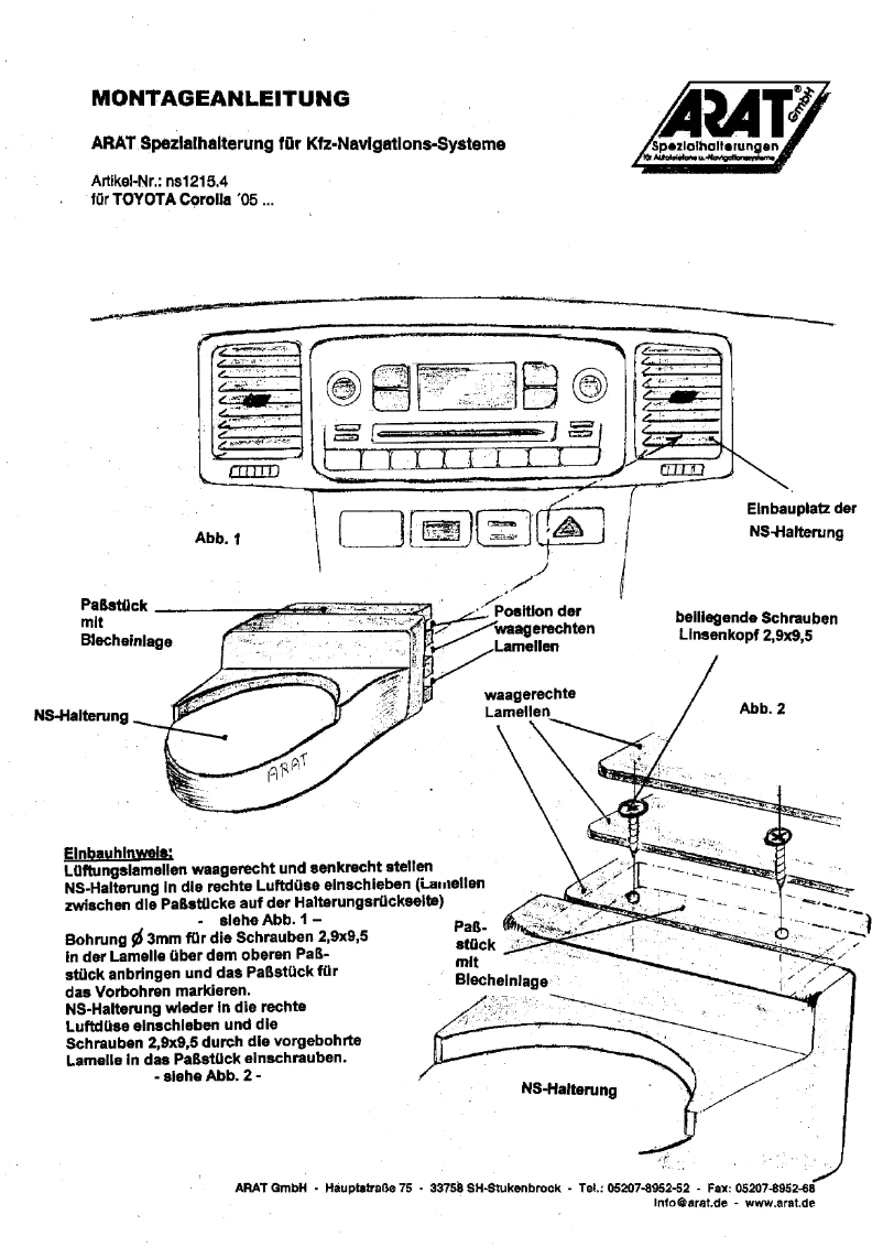 Page 1 de la notice Manuel utilisateur Arat NS1215.4