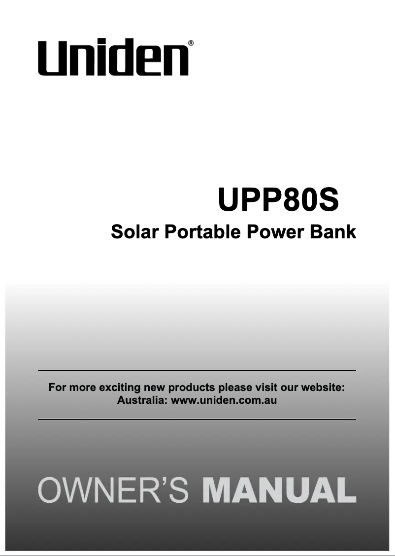 Page 1 of the manual User Manual Uniden UPP80S