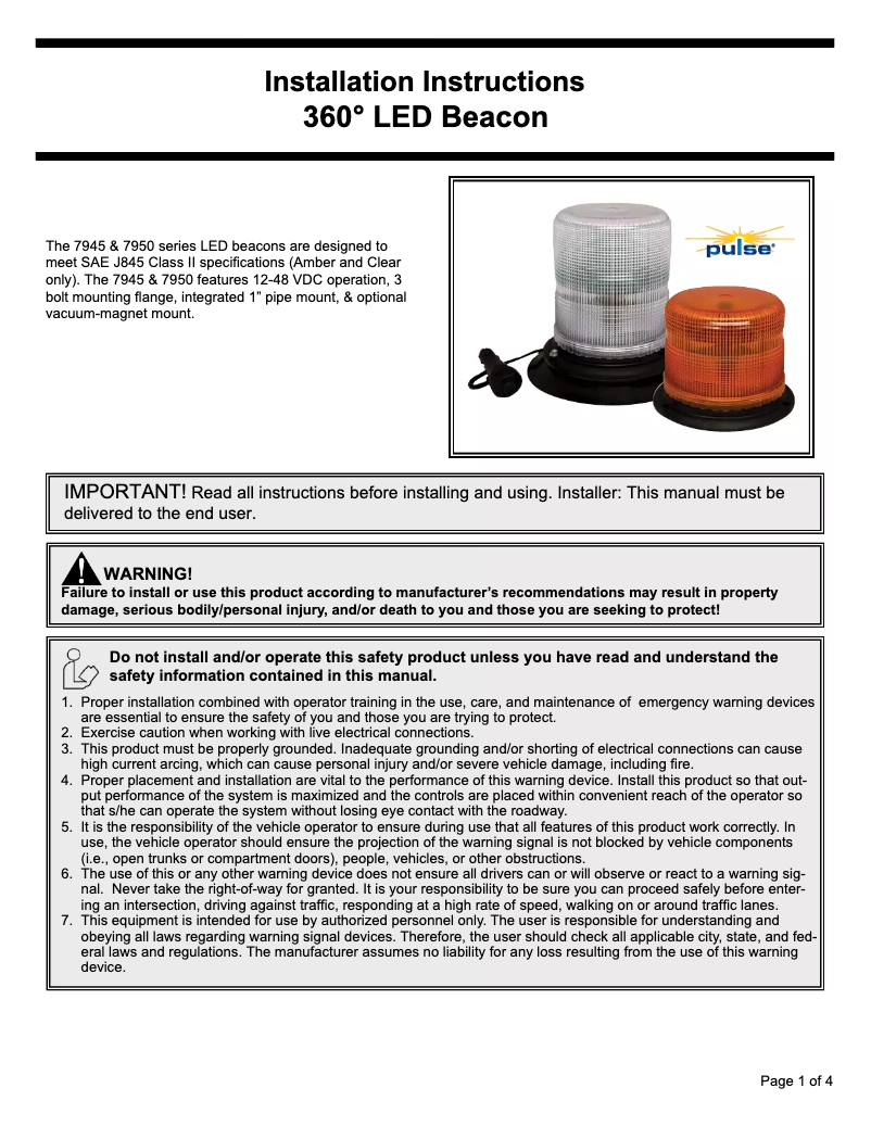 Page 1 of the manual User Manual ECCO X7950R