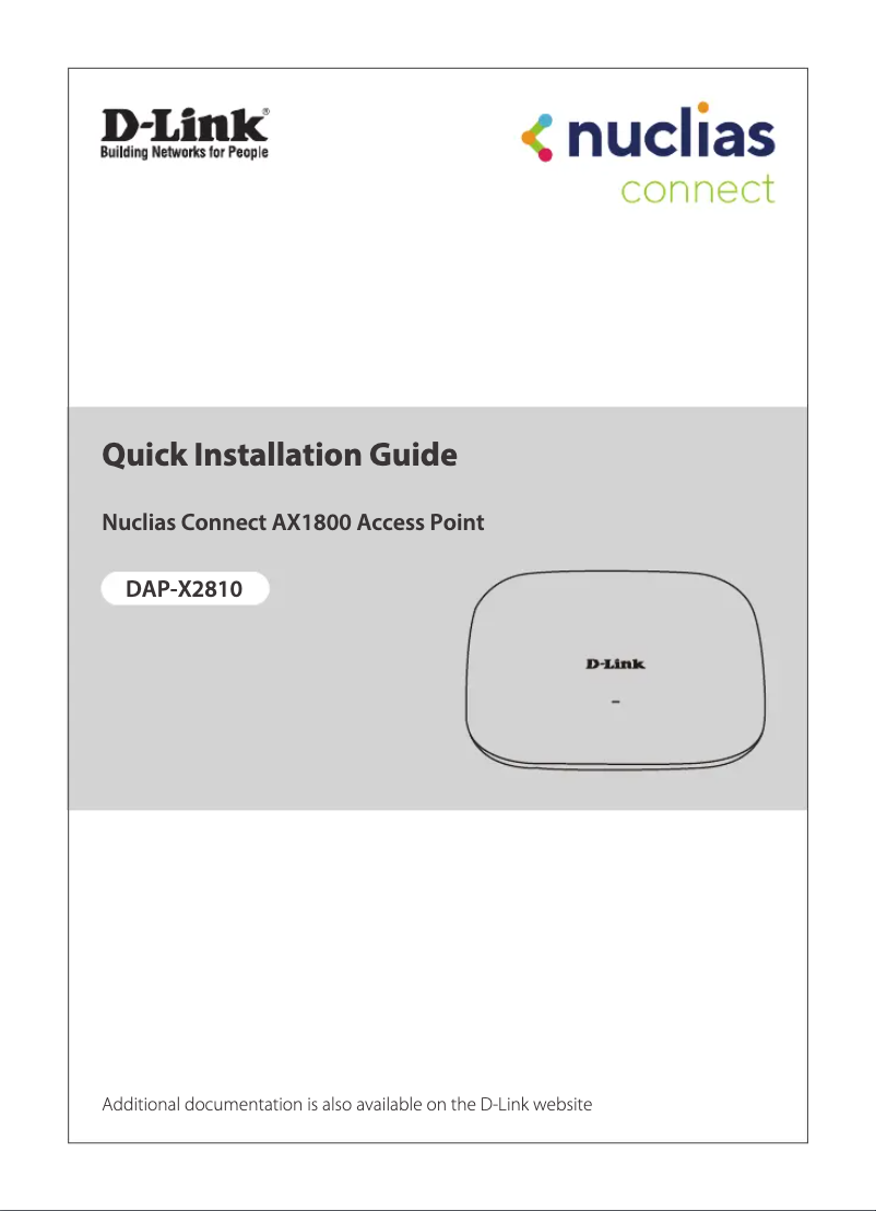 Page 1 of the manual Installation Guide D-Link DAP-X2810