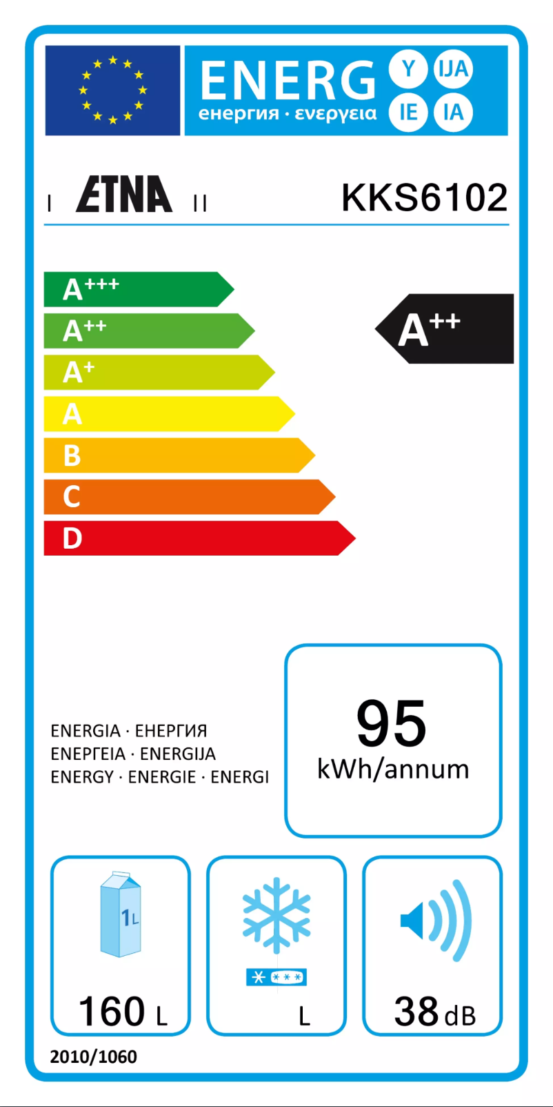 Page 1 of the manual Energy Label Etna KKS6102