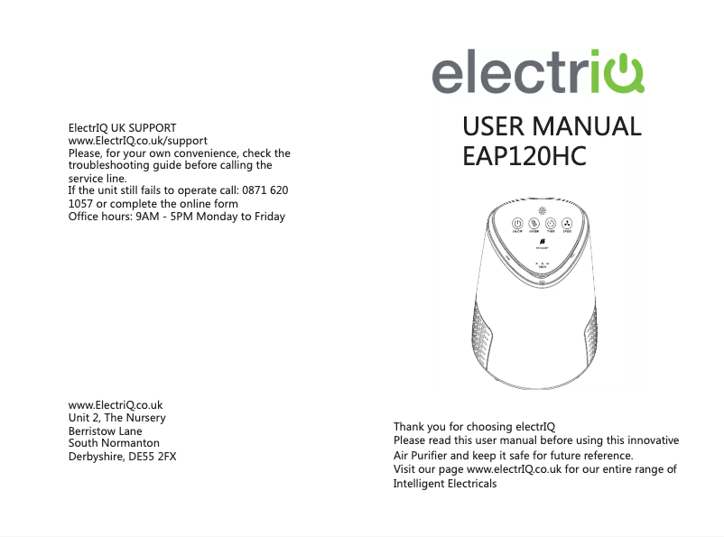 First page image of the manual for EAP120HC