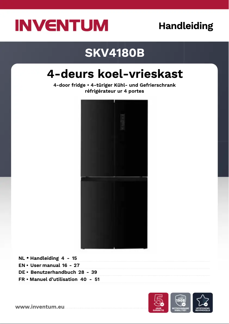 Page 1 of the manual User Manual Inventum SKV4180B
