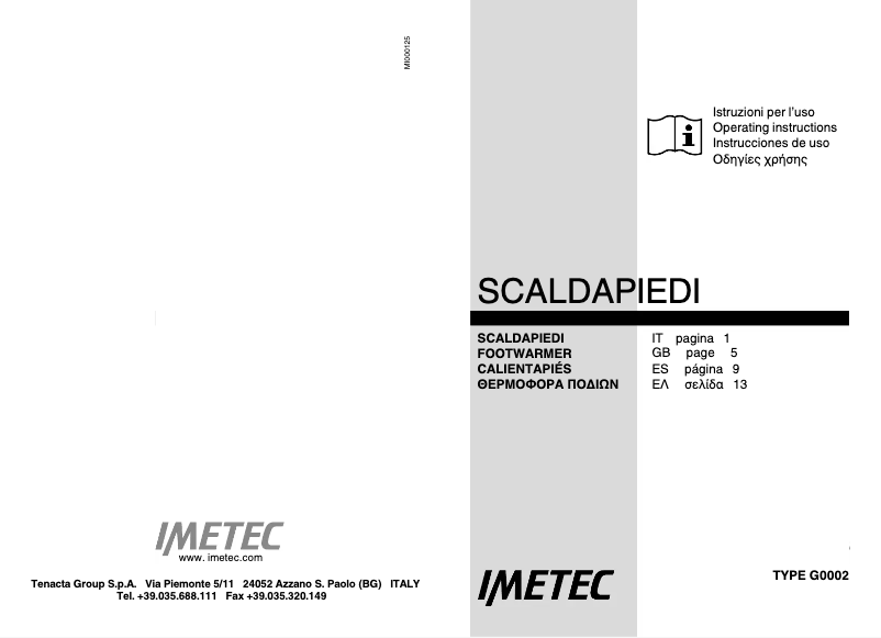 Page 1 of the manual User Manual Imetec FW-01 Intellisense
