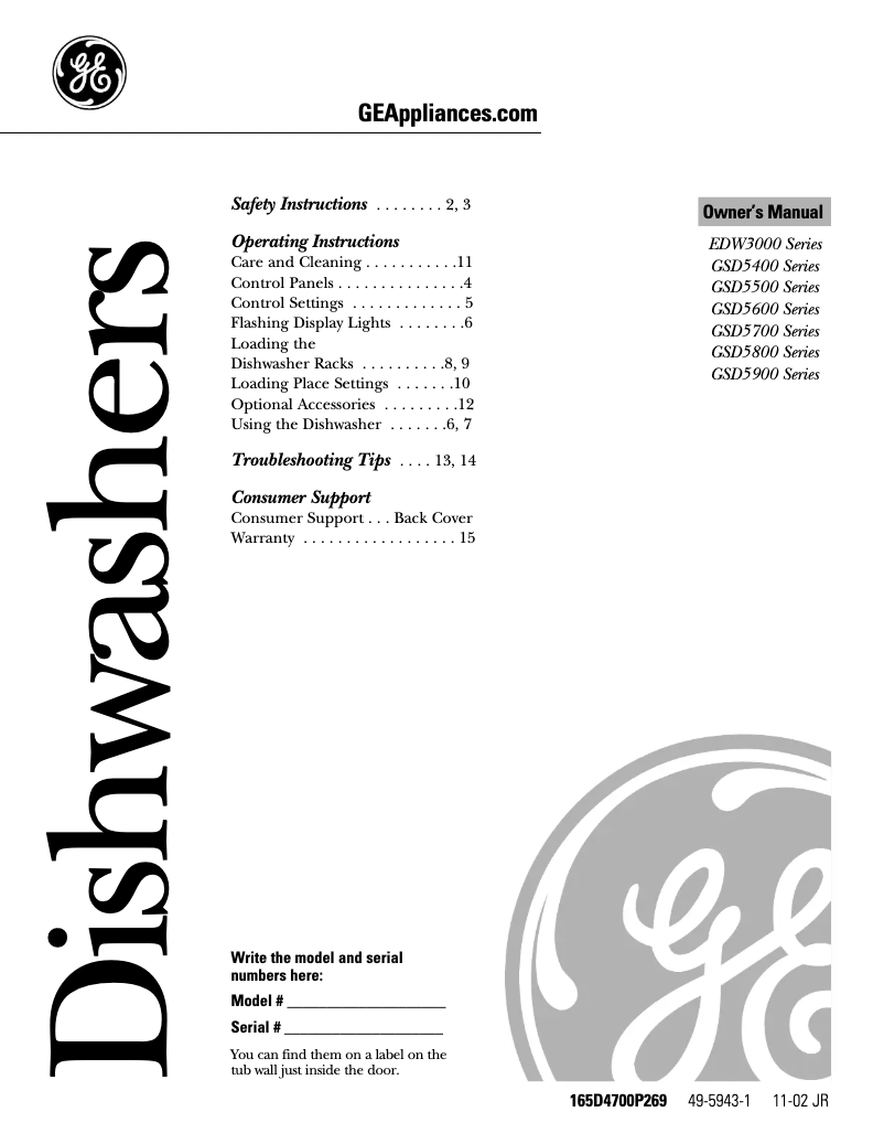 Page 1 of the manual Use and Maintenance Manual GE GSD5600GBB
