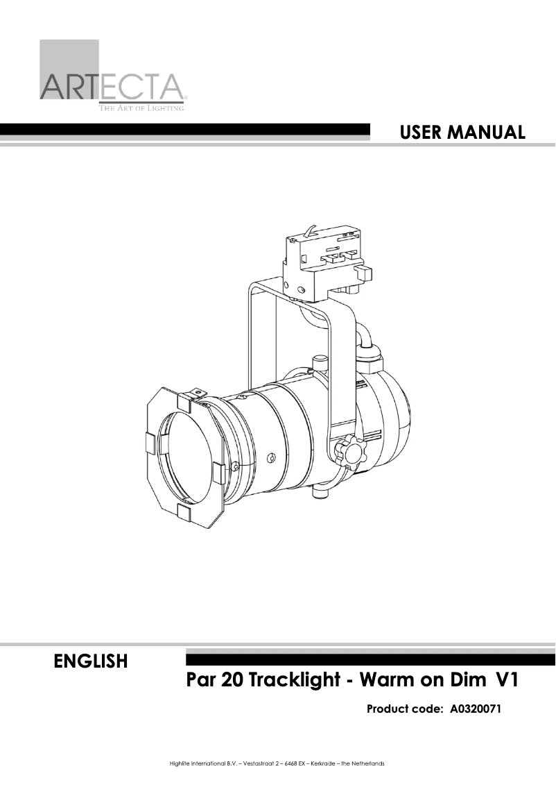 First page image of the manual for Par 20 Tracklight - Warm on Dim