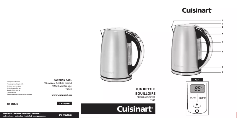 Page 1 de la notice Manuel utilisateur Cuisinart CPK17E