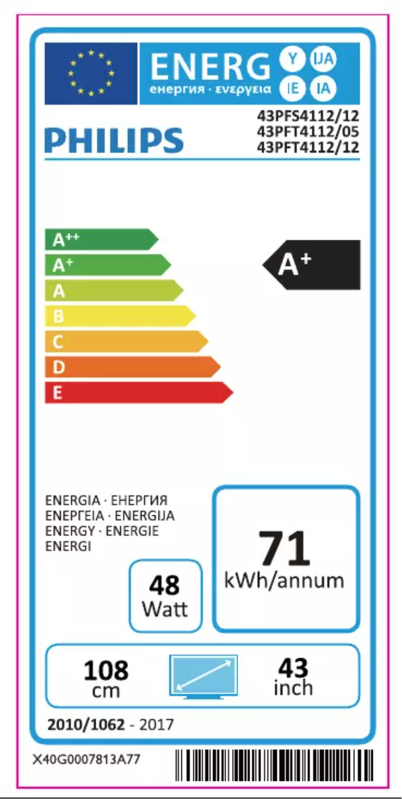 First page image of the manual for 43PFS4112