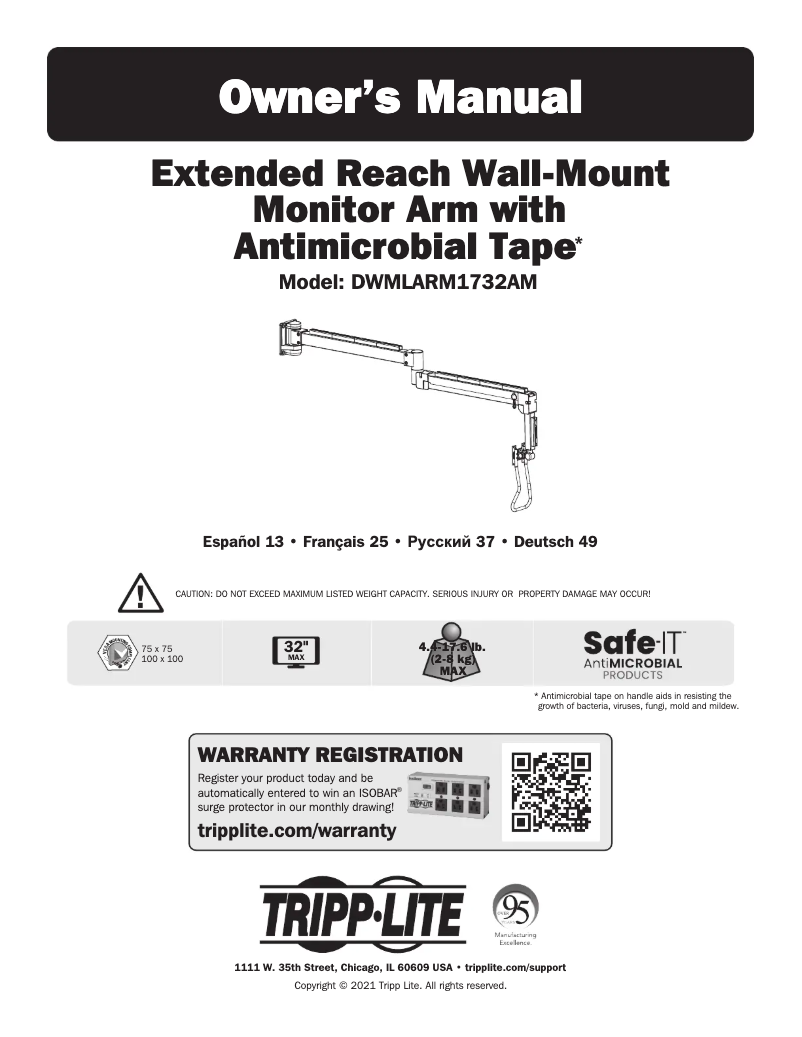 Page 1 of the manual User Manual Tripp Lite DWMLARM1732AM