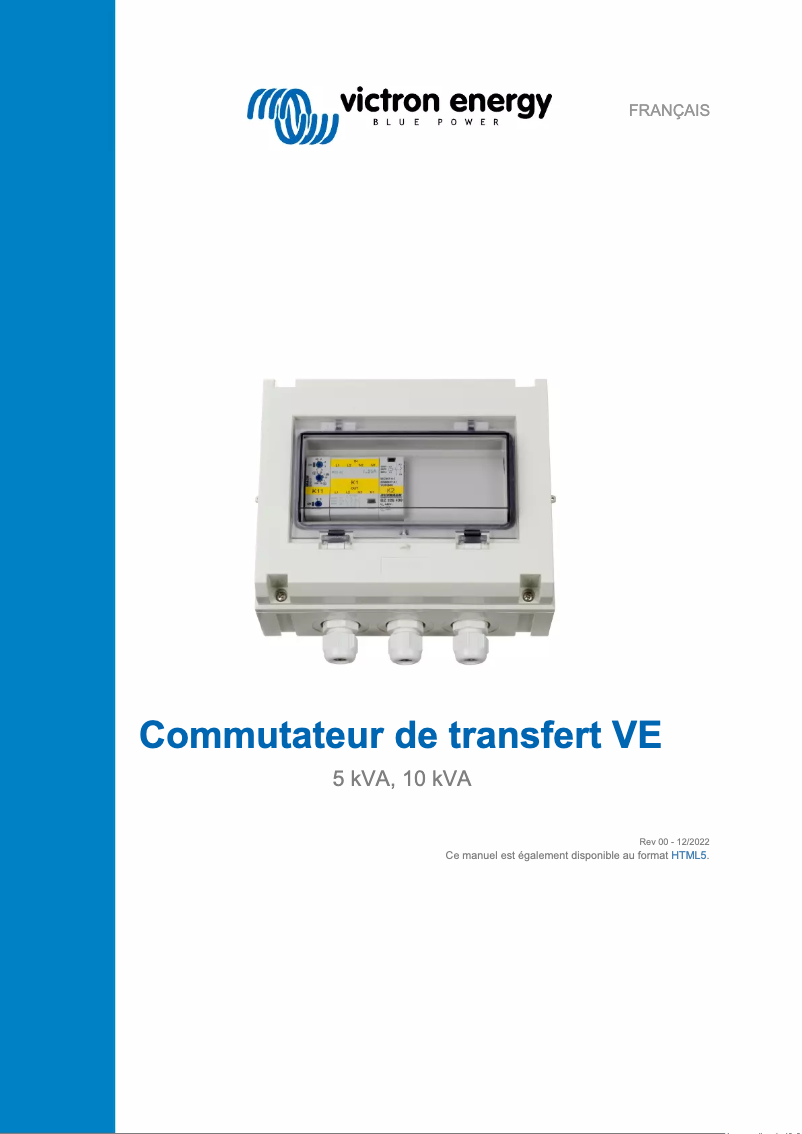 First page image of the manual for VE Transfer Switch