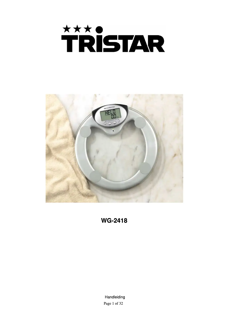 Page 1 of the manual User Manual TriStar WG-2418