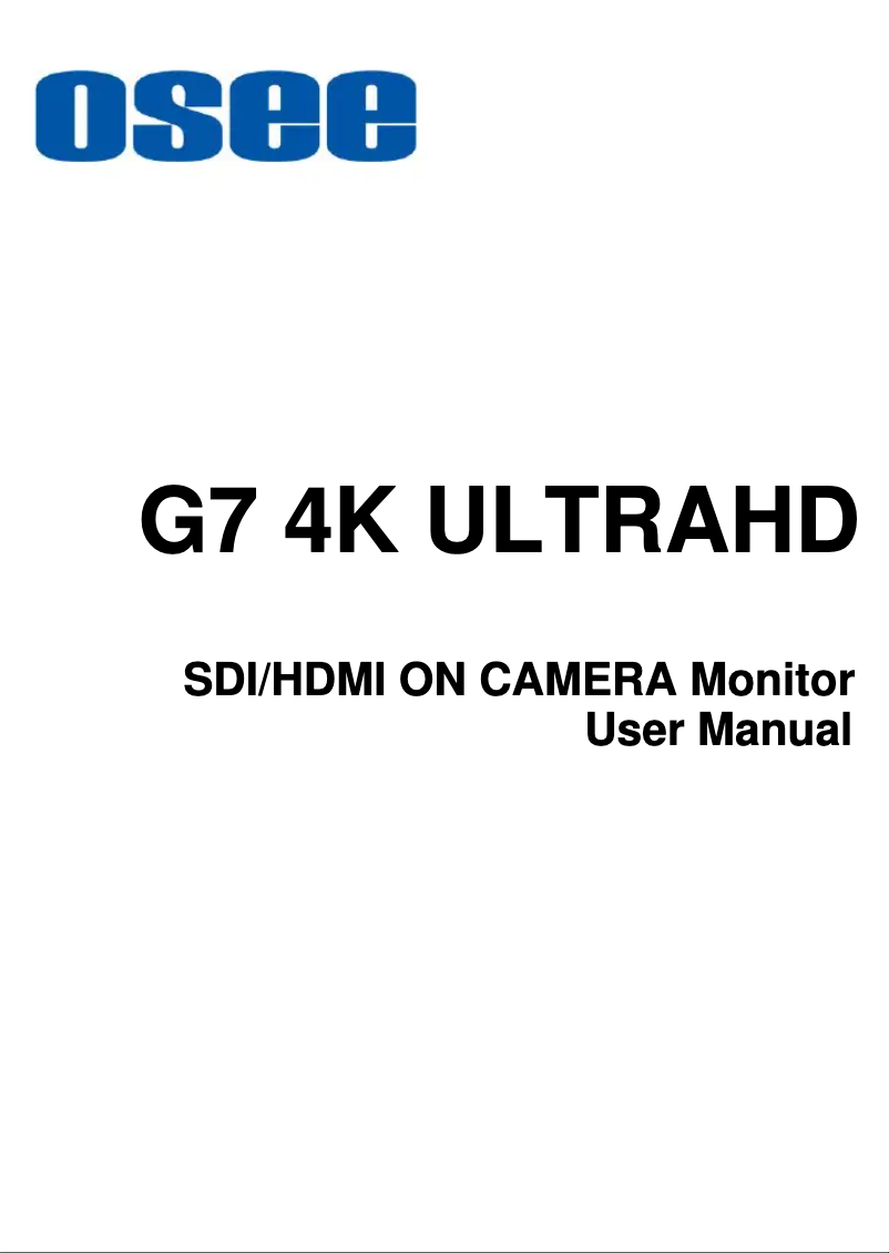 Page 1 of the manual User Manual OSEE G7