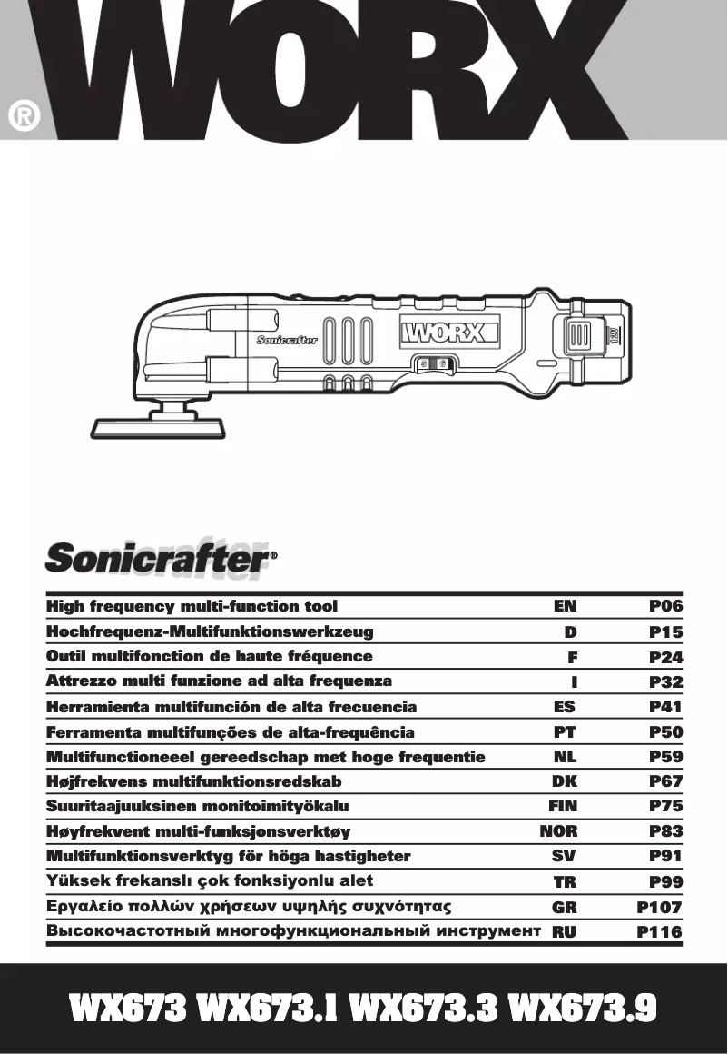 First page image of the manual for Sonicrafter WX673