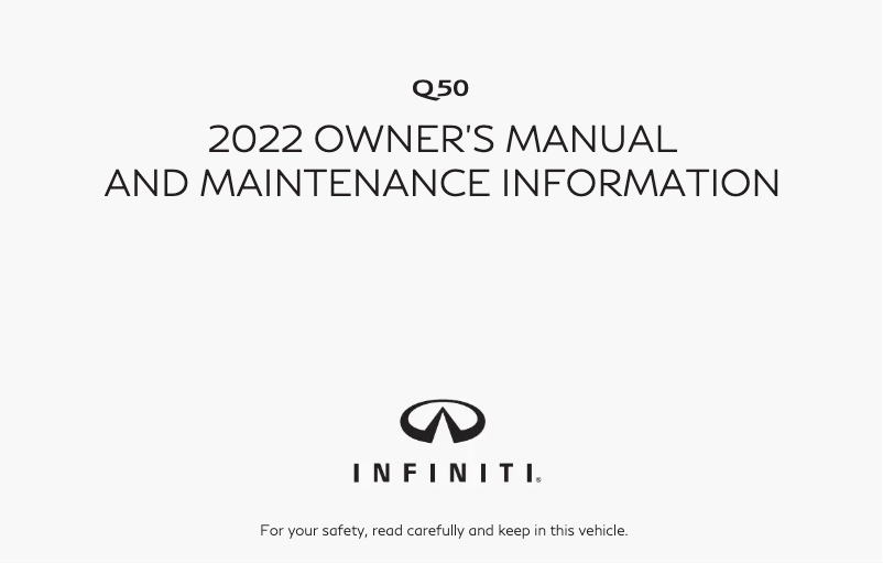 First page image of the manual for Q50 (2022)