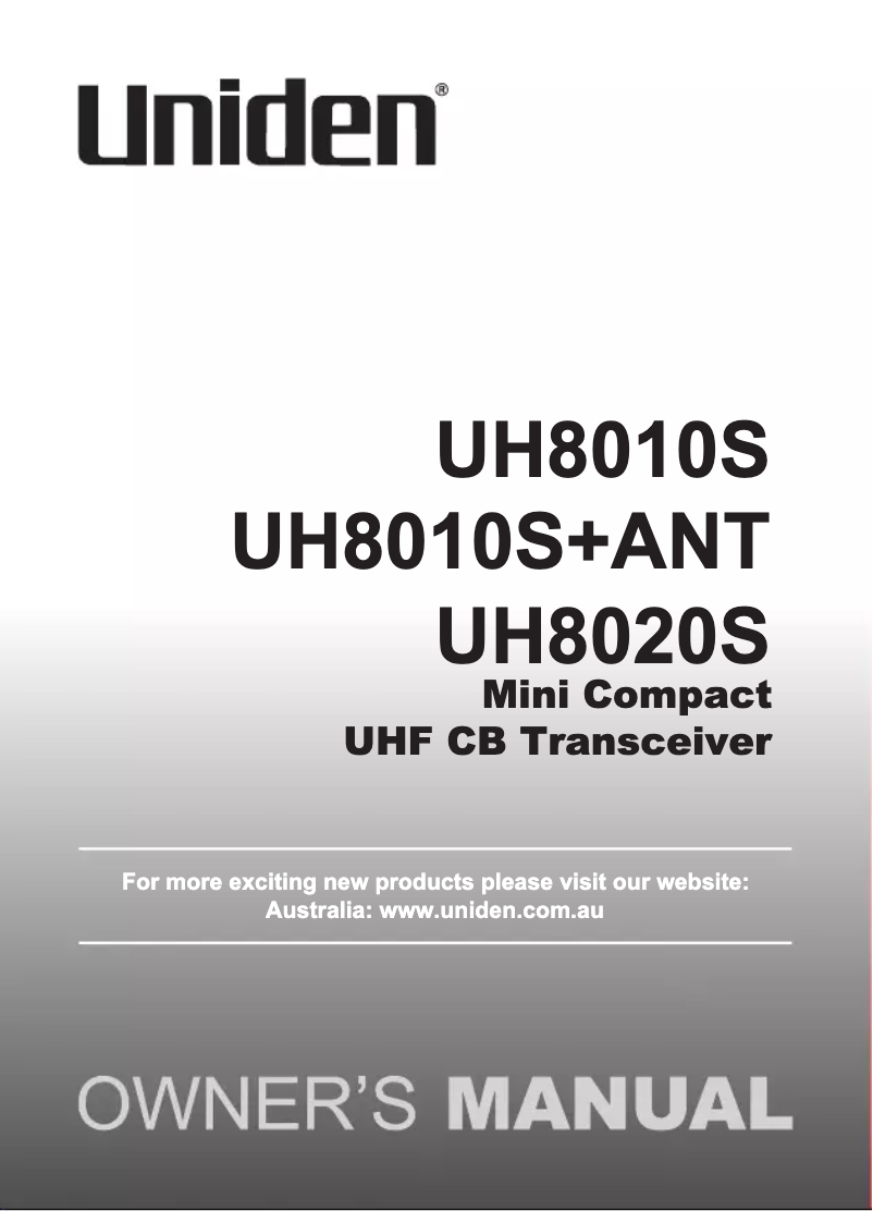 First page image of the manual for UH8020S