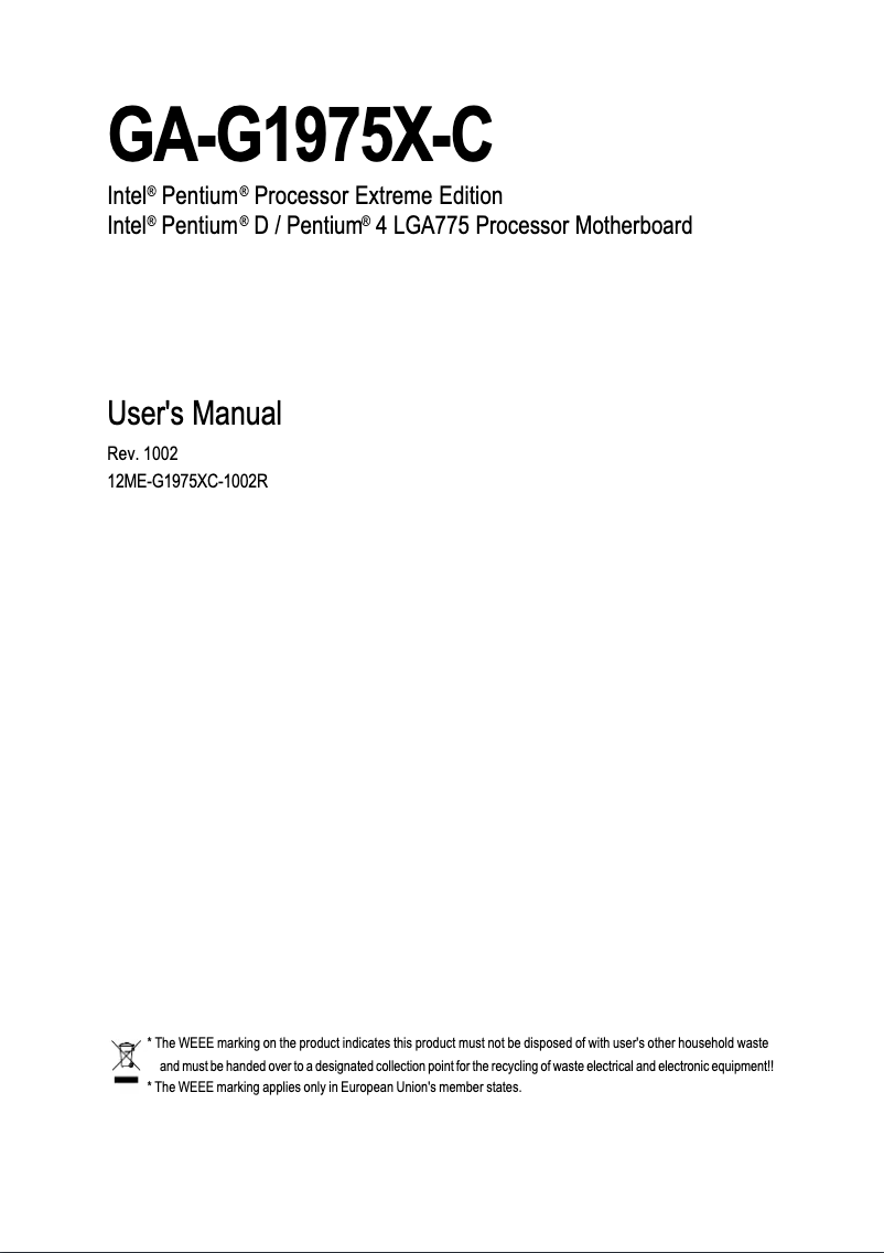 First page image of the manual for GA-G1975X-C