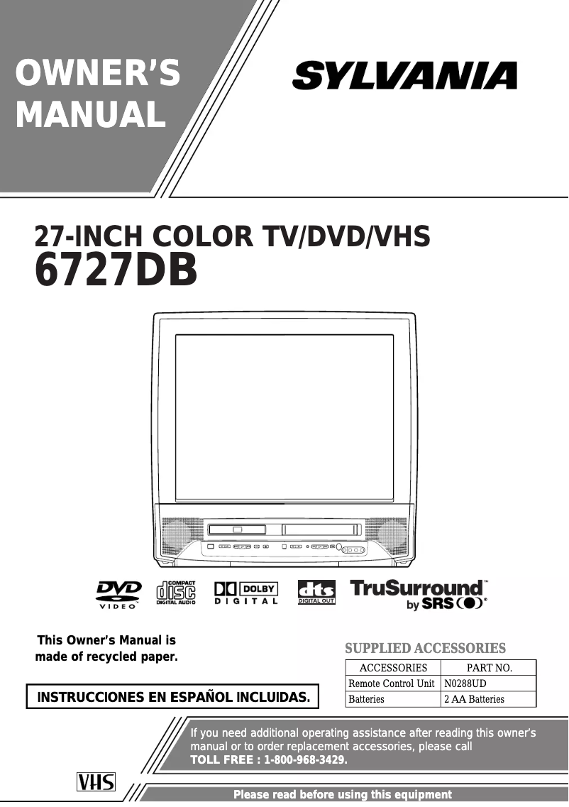 First page image of the manual for 6727DB