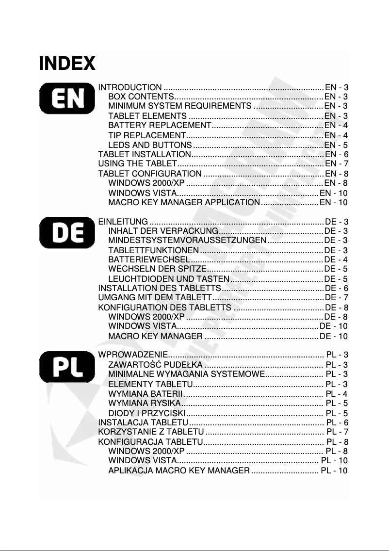Page 1 of the manual User Manual Pentagram O-pen Wide P 2004