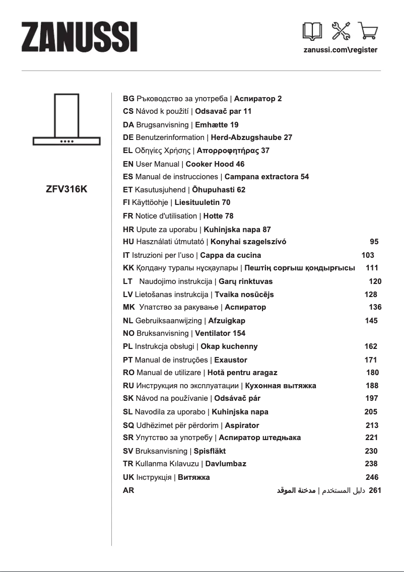 Page 1 of the manual User Manual Zanussi ZFV316K
