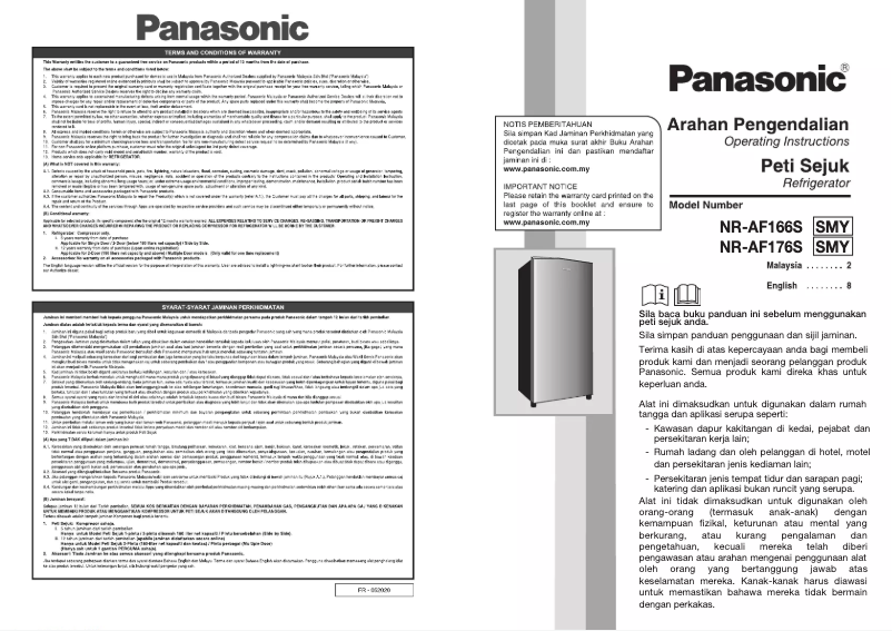 Page 1 of the manual User Manual Panasonic NR-AF176S