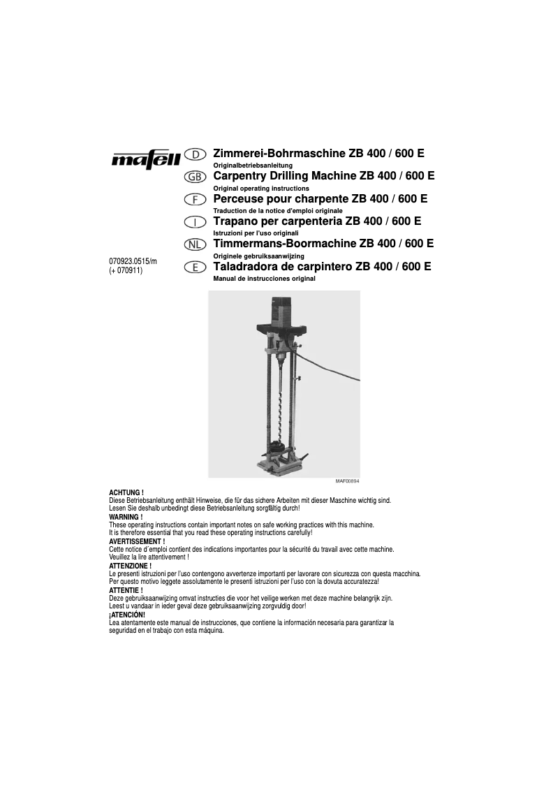 First page image of the manual for S ZB 400 E