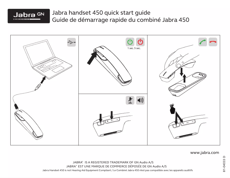 First page image of the manual for Handset 450