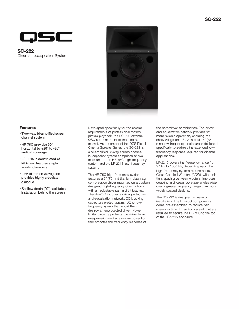 First page image of the manual for SC-222