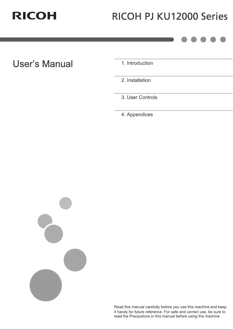 Page 1 of the manual User Manual Ricoh PJ KU12000
