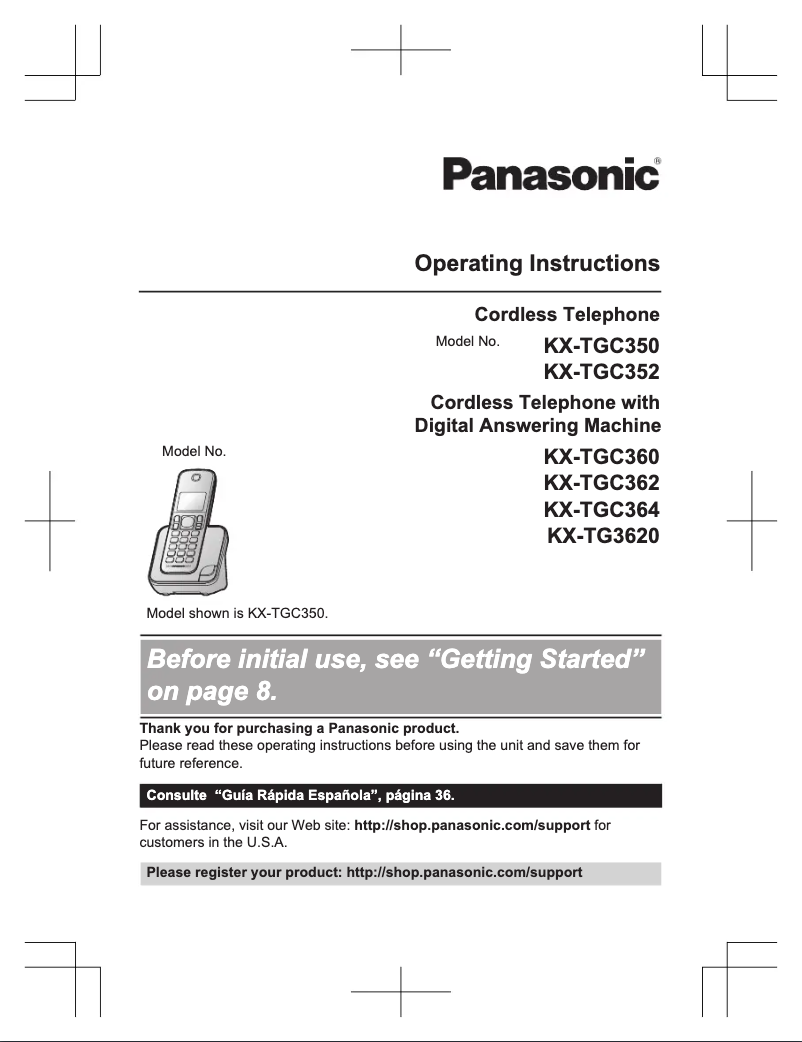 First page image of the manual for KX-TGC362