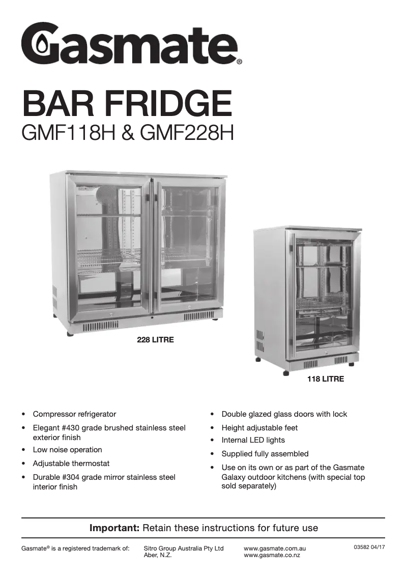 First page image of the manual for GMF118H