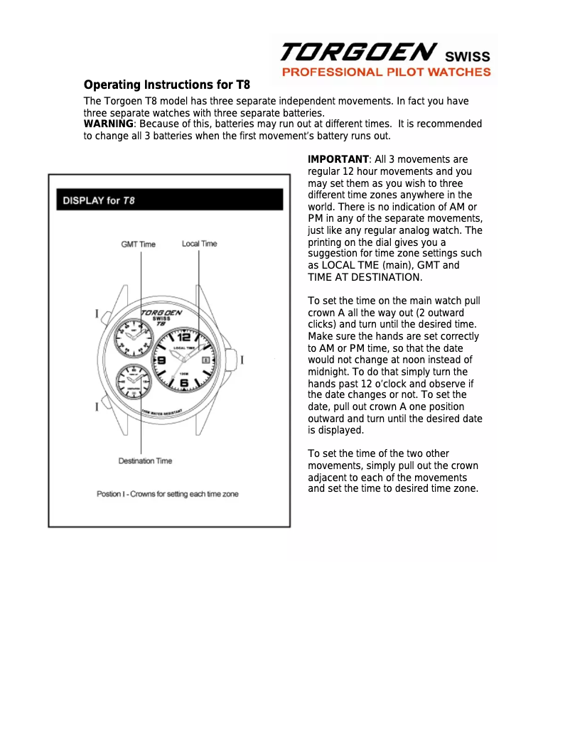First page image of the manual for T8