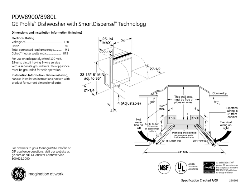 First page image of the manual for Profile PDW8900LBB