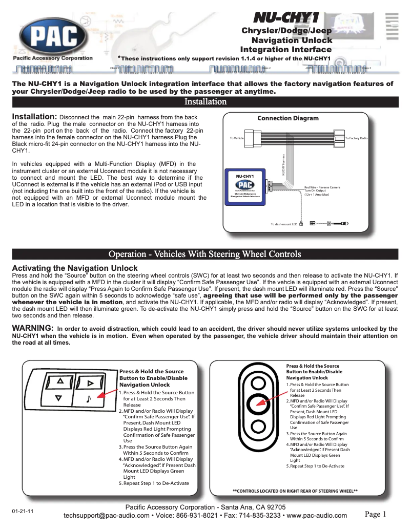 First page image of the manual for NU-CHY1