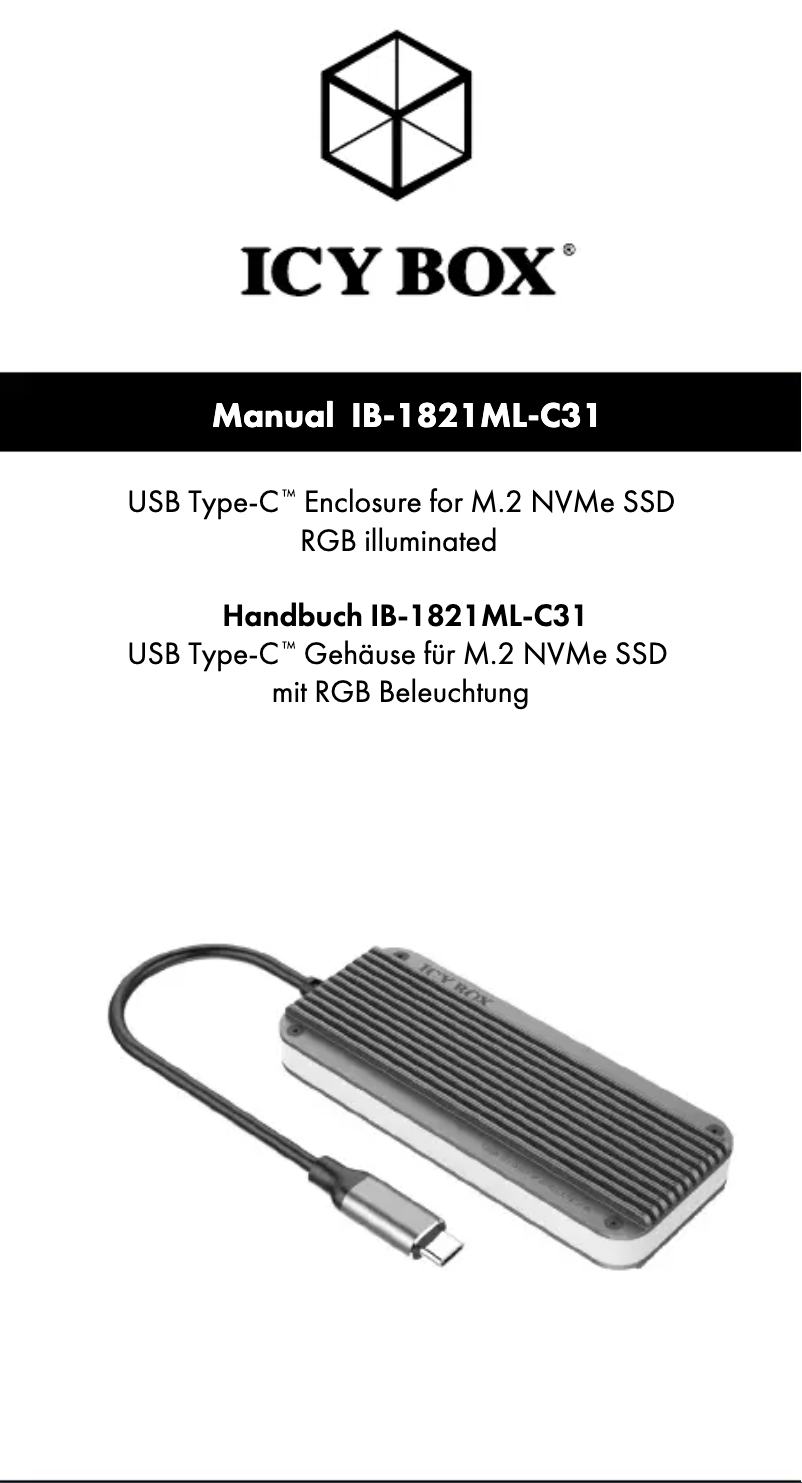 Page 1 of the manual User Manual Icy Box IB-1821ML-C31