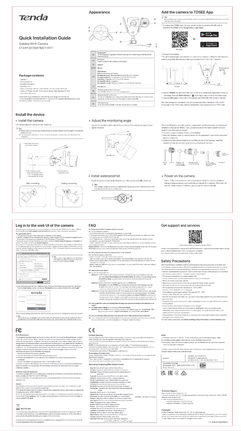 Page 1 of the manual Quick Start Guide Tenda CT3