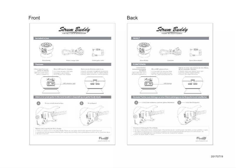 First page image of the manual for Strum Buddy