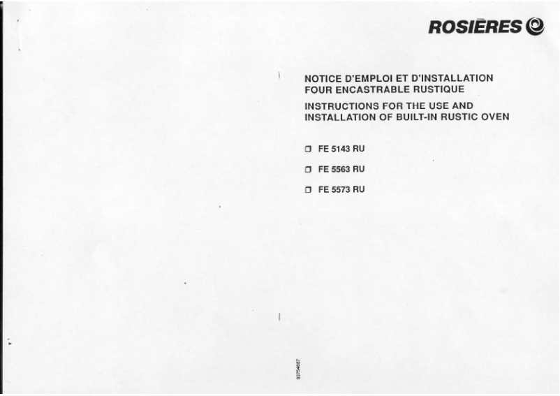 First page image of the manual for FE 5143 RU