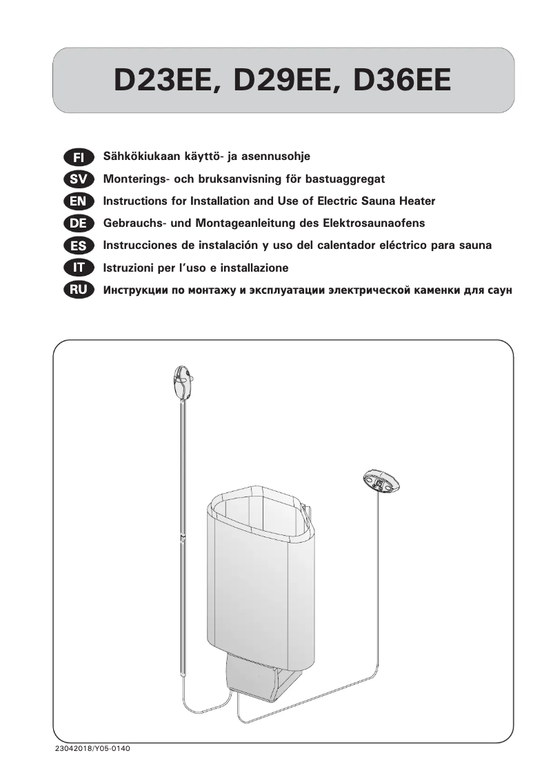 Page 1 of the manual User Manual Harvia Delta D23EE HDEE230400