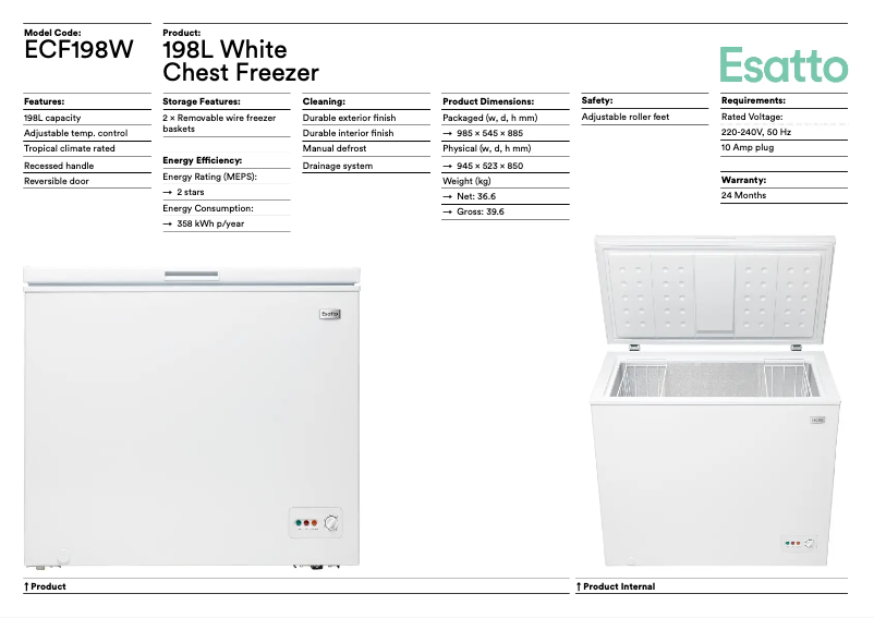 First page image of the manual for ECF198W