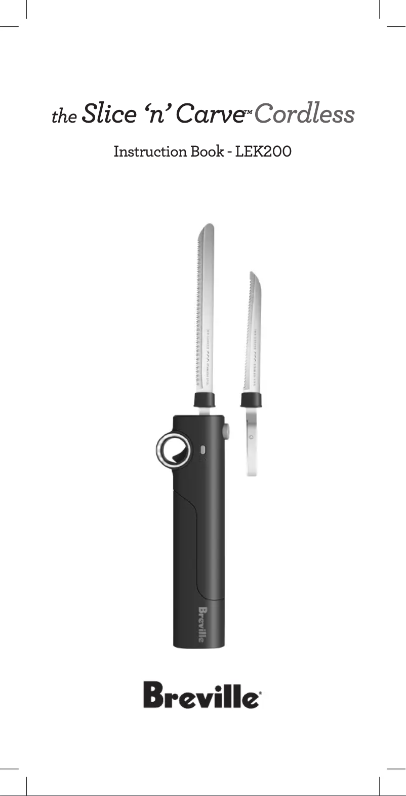 First page image of the manual for the Slice ‘n’ Carve Cordless LEK200