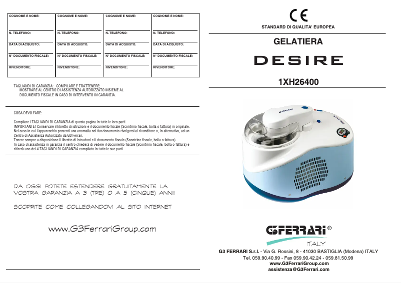 Page 1 of the manual User Manual G3 Ferrari Desire
