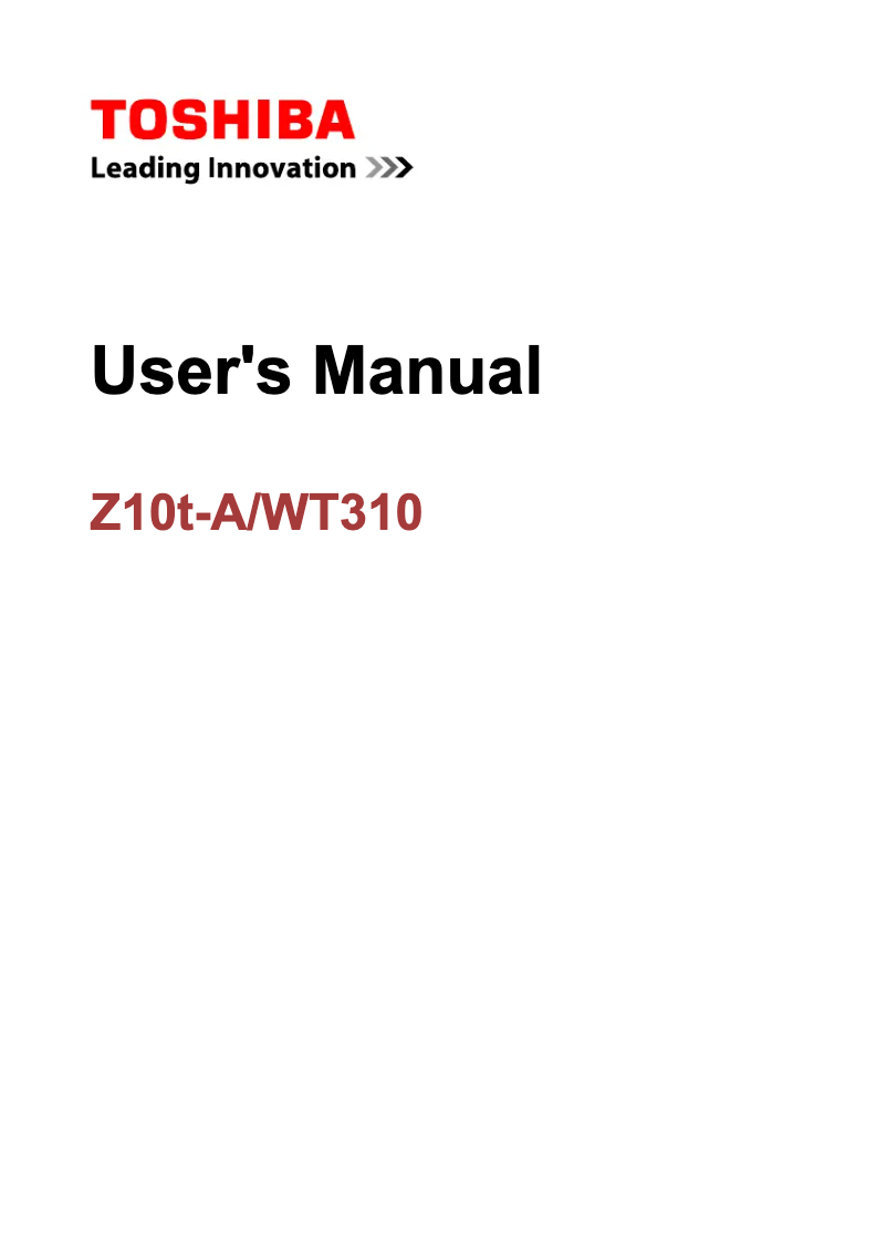 Page 1 of the manual User Manual Toshiba Portege Z10T