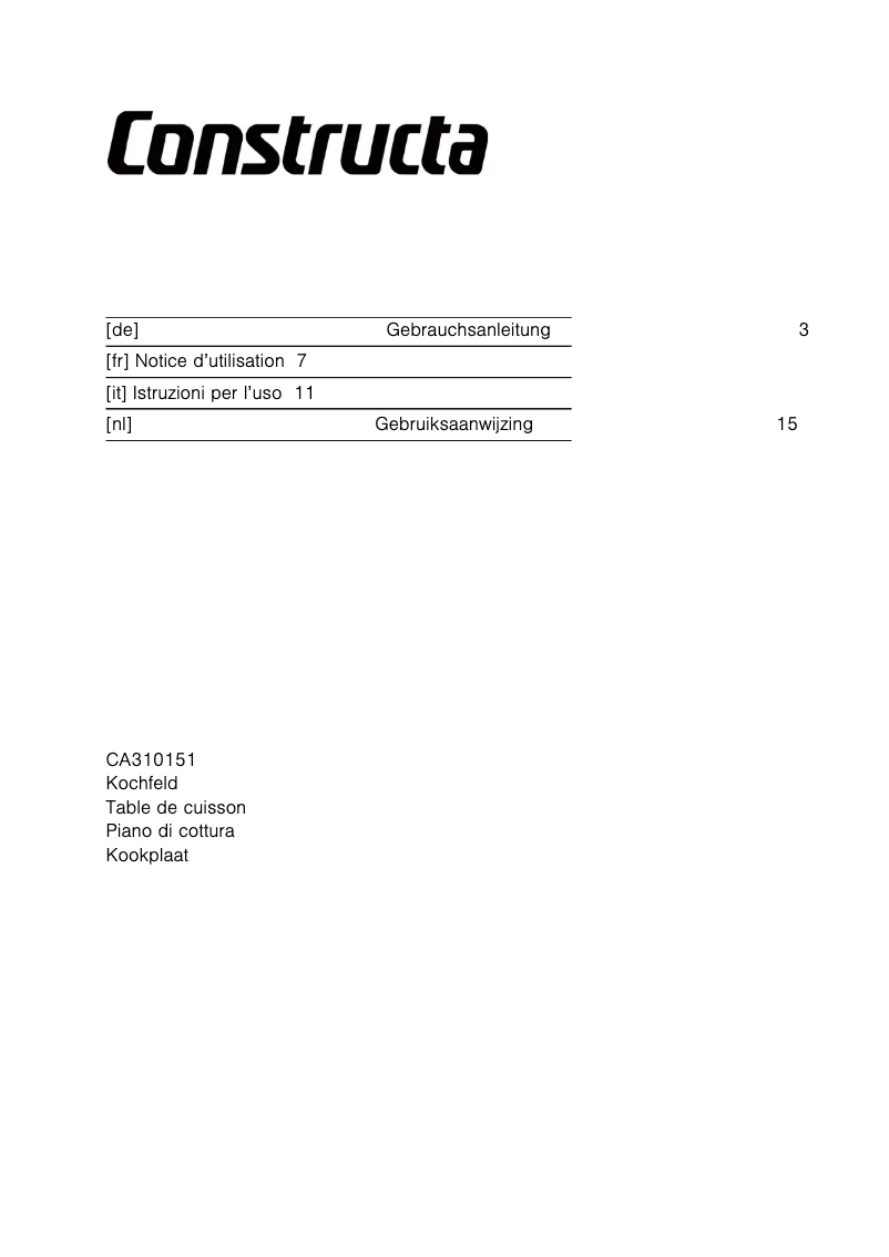 First page image of the manual for CA310151