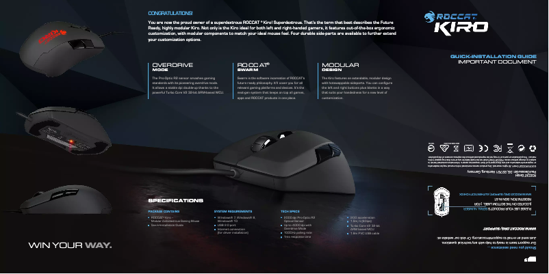 First page image of the manual for Kiro